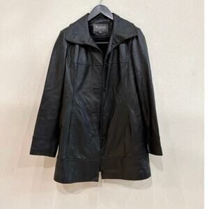 Wilsons Leather Womens Black Leather Coat Faux Fur Zip Out Liner Medium Jacket